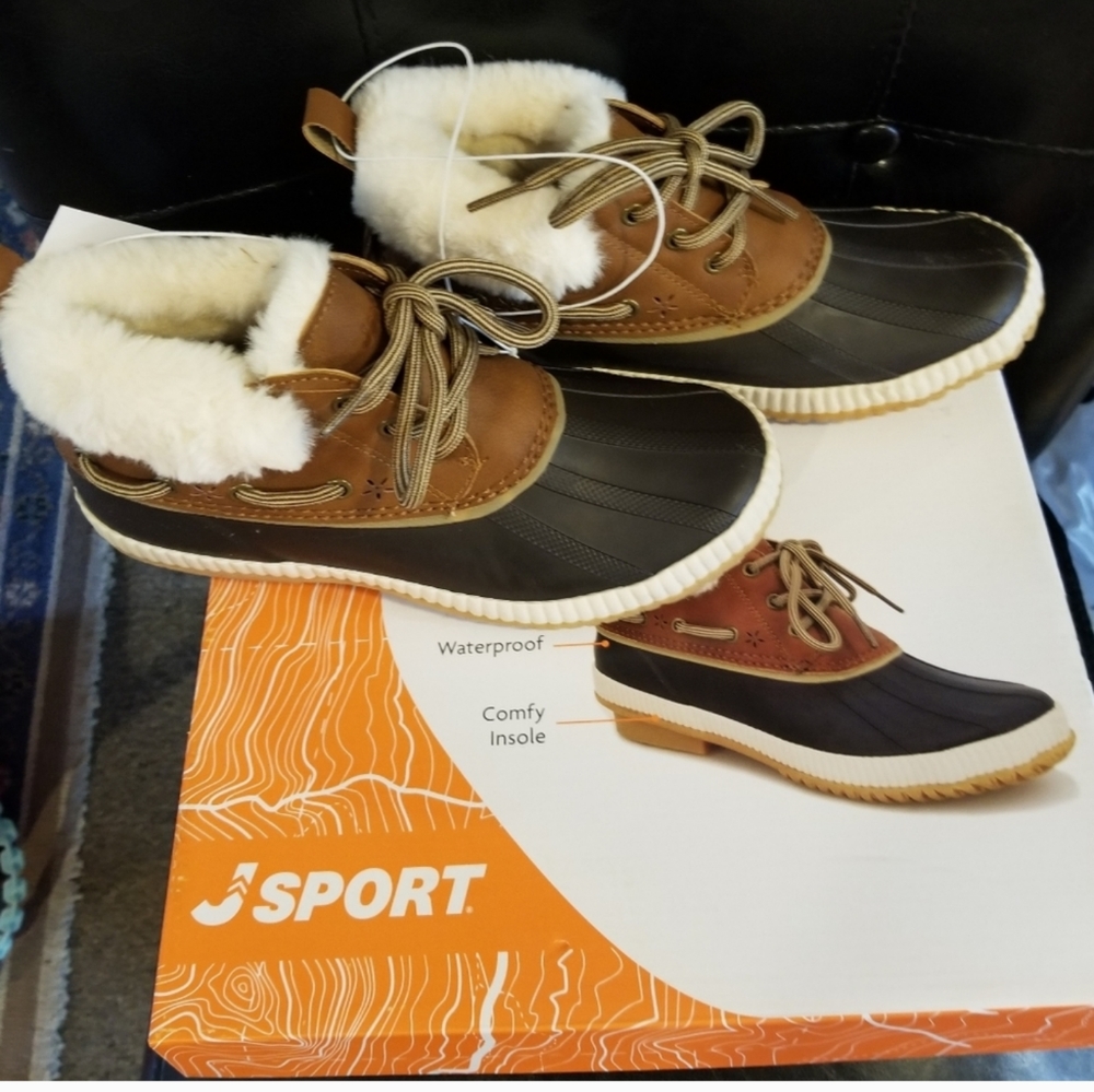 JSPORT Boots Woman's Waterproof Duck Faux-fur All-weather Shoes …